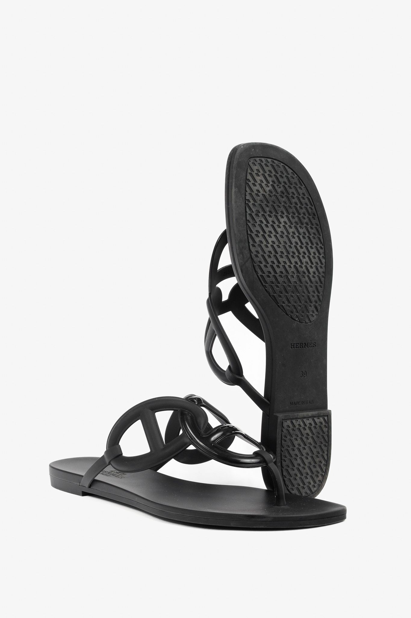 Hermes Hermes Egerie Noir Rubber Chaine d'Ancre Thong Sandals Size US 8.5 / IT 38.5 - 5 Thumbnail
