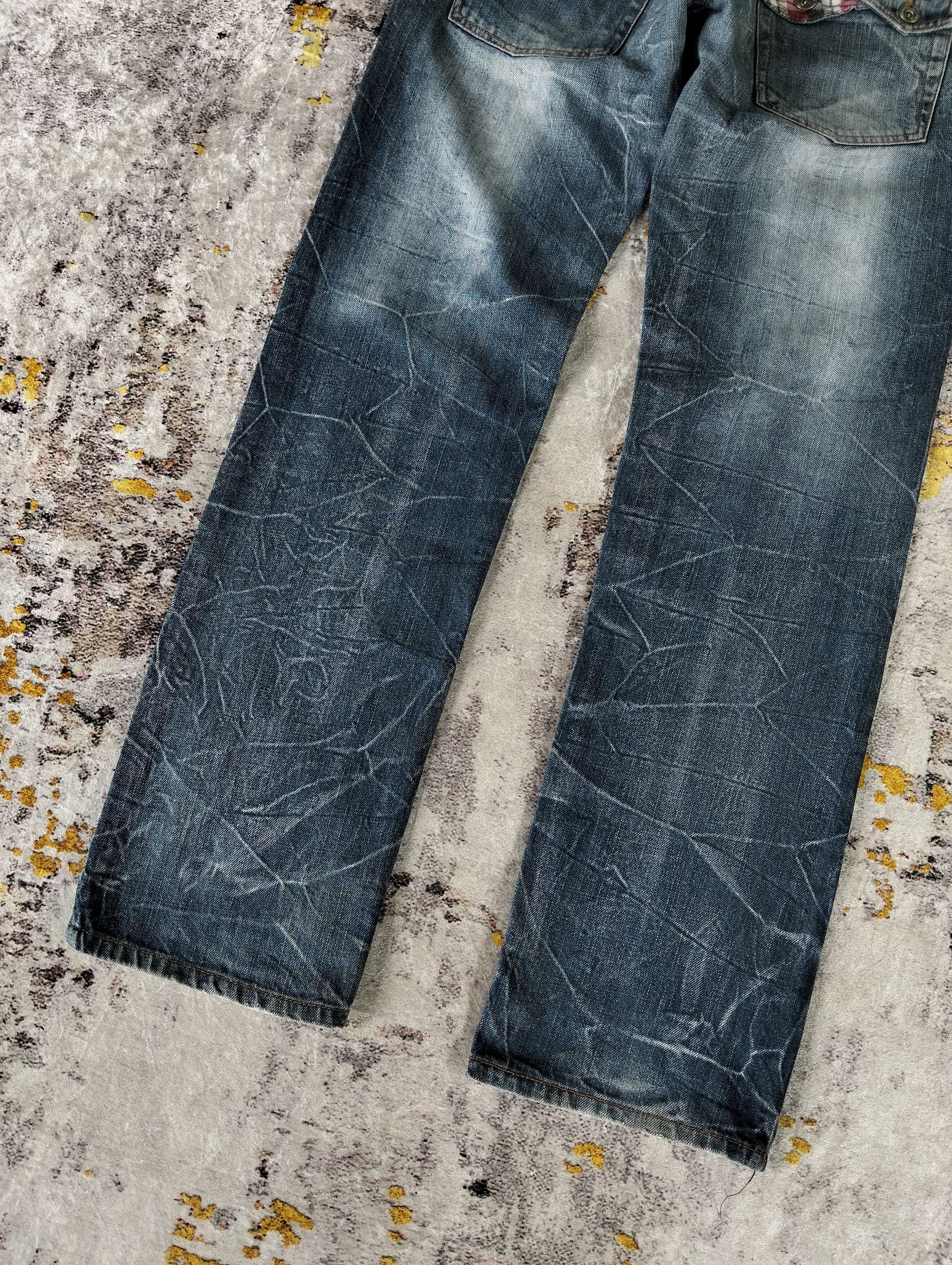 PPFM Japanese Y2K Nylaus Double Waist Claw Mark Stone Wash Jeans Size US 30 / EU 46 - 9 Thumbnail