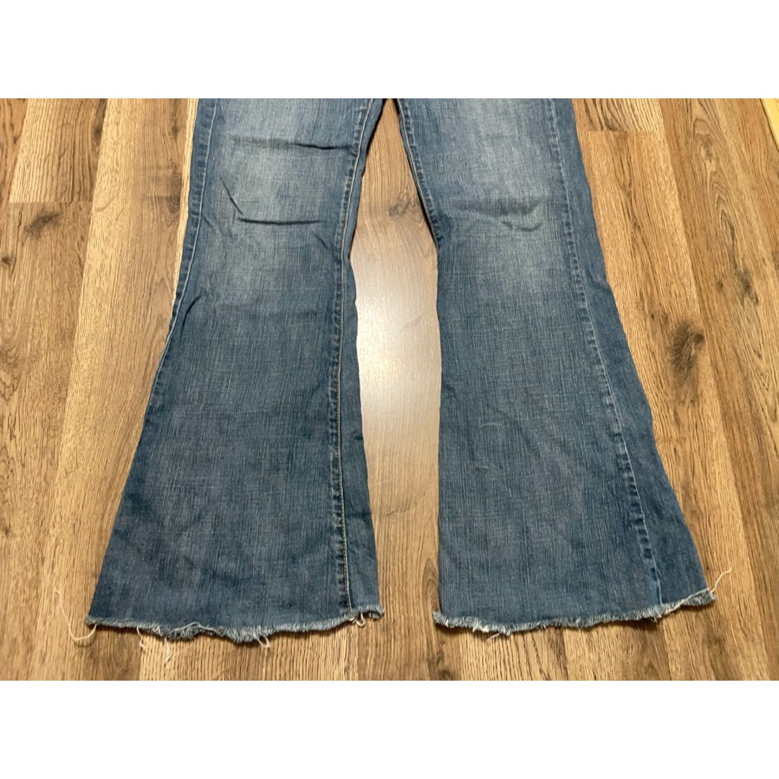 Flux Lux Jeans Women's 30 Blue Denim Wide-Leg Frayed Hem Pockets Vintage No? (Oops) Size 30" / US 8 / IT 44 - 4 Thumbnail