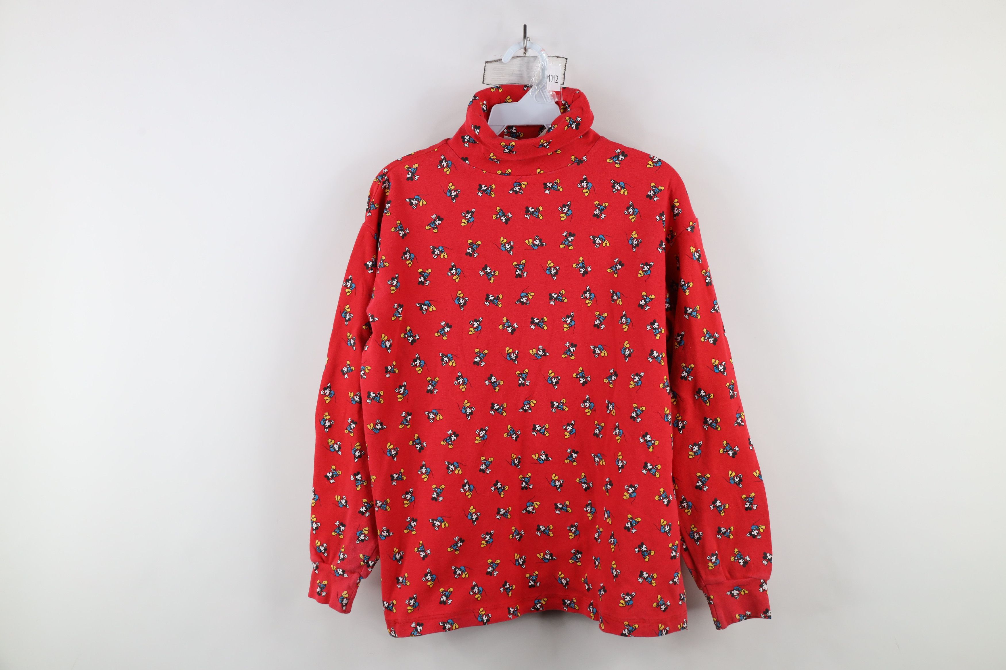 Disney × Vintage Vintage 90s Disney Mickey Mouse All Print Turtleneck T-Shirt Size L / US 10 / IT 46 - 1 Thumbnail