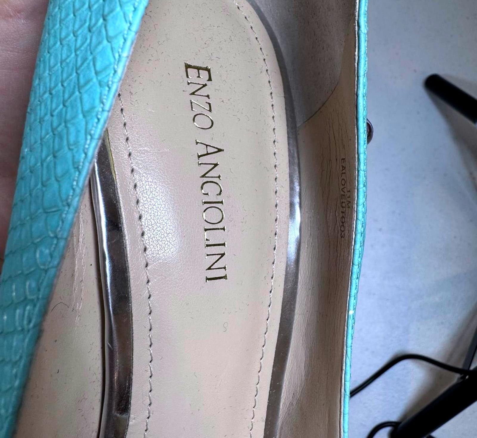 Designer Elegantly Chic Turquoise Peep-Toe Heels by E!z! Angiolini Size US 11 / IT 41 - 5 Thumbnail