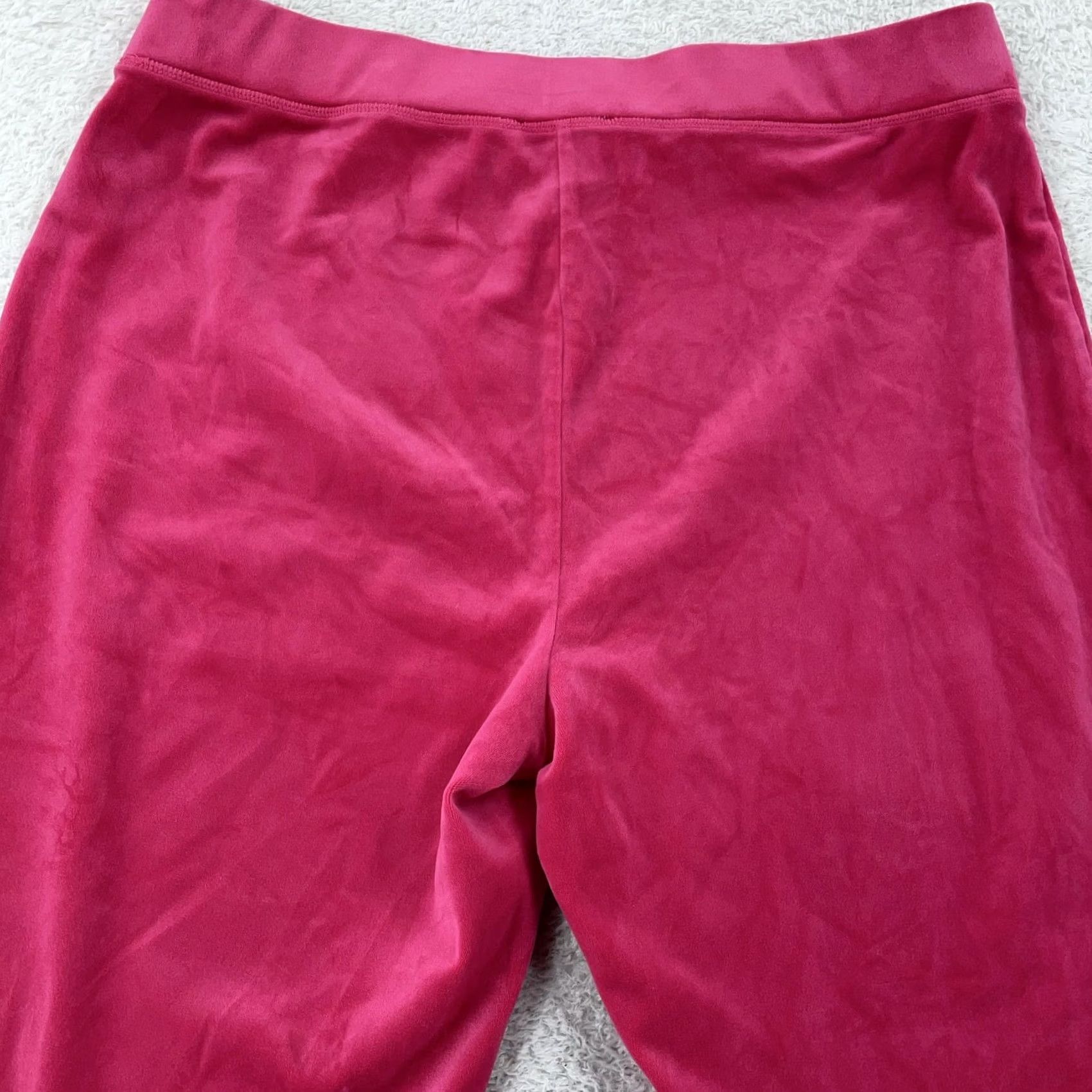 Juicy Couture Juicy Couture Sweatpants Pants Womens XL Pink Velour Lounge Yoga Rhinestone Logo Size 40" / US 18 - 3 Thumbnail
