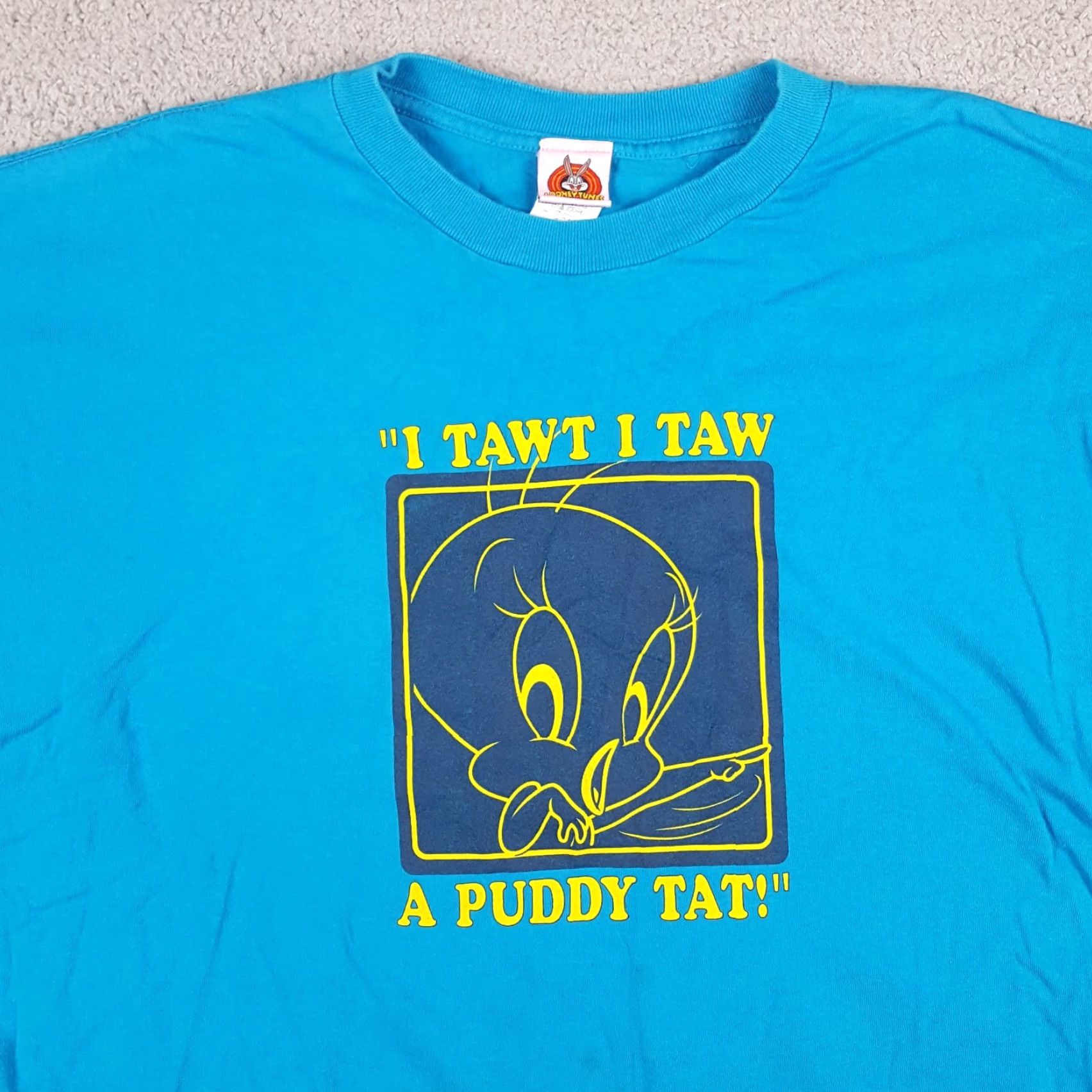 Vintage VINTAGE Looney Tunes T-Shirt 2XL Men Tweety Bird Cartoon Blue Cotton Short Sleeve Crew Neck Warner Bros Shirt Size US XXL / EU 58 / 5 - 2 Thumbnail