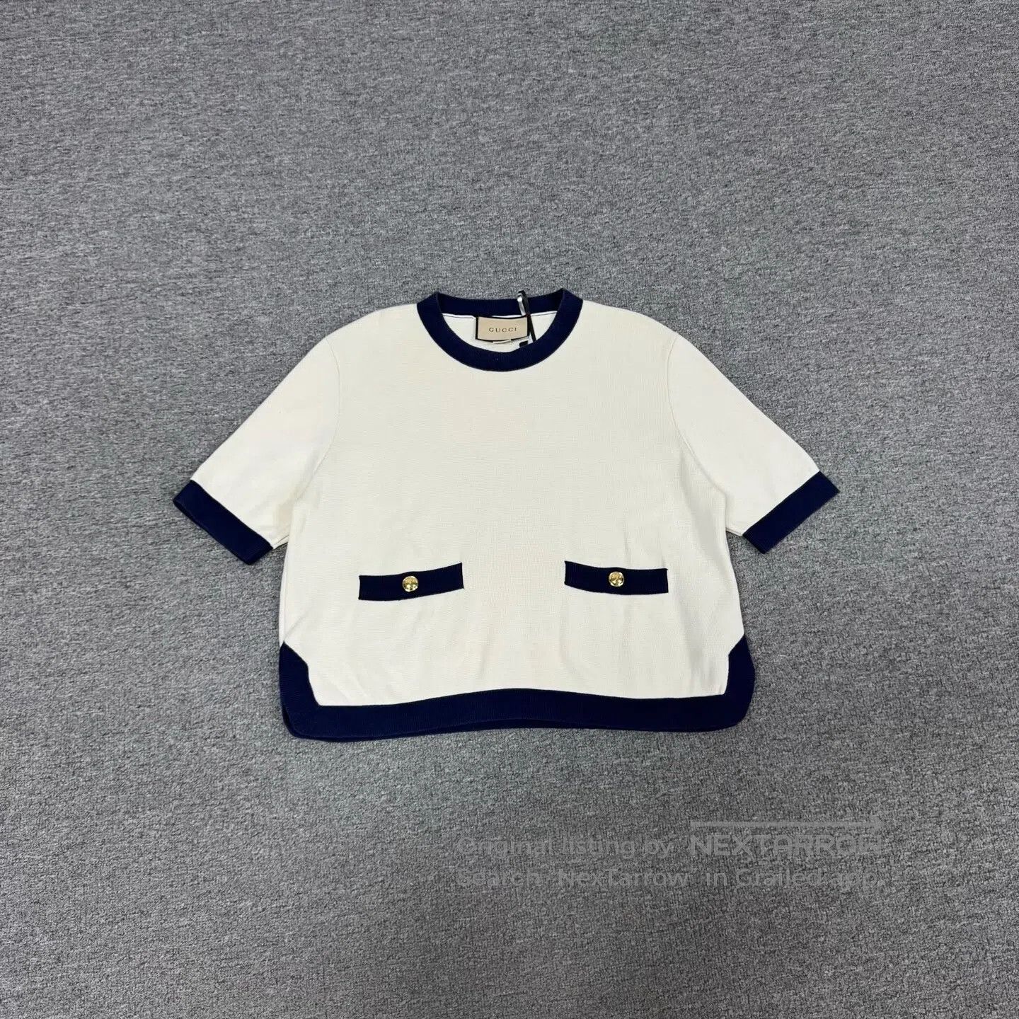 Gucci Guicci Double-G jacquard pattern; white short knit sweater Size XL / US 12-14 / IT 48-50 - 1 Thumbnail