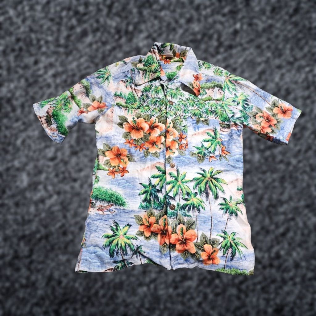 Hang Ten Vintage Hang Ten Hawaiian Shirt Men M Short Sleeve Floral Button-Up 70s Blue Size US M / EU 48-50 / 2 - 1 Thumbnail