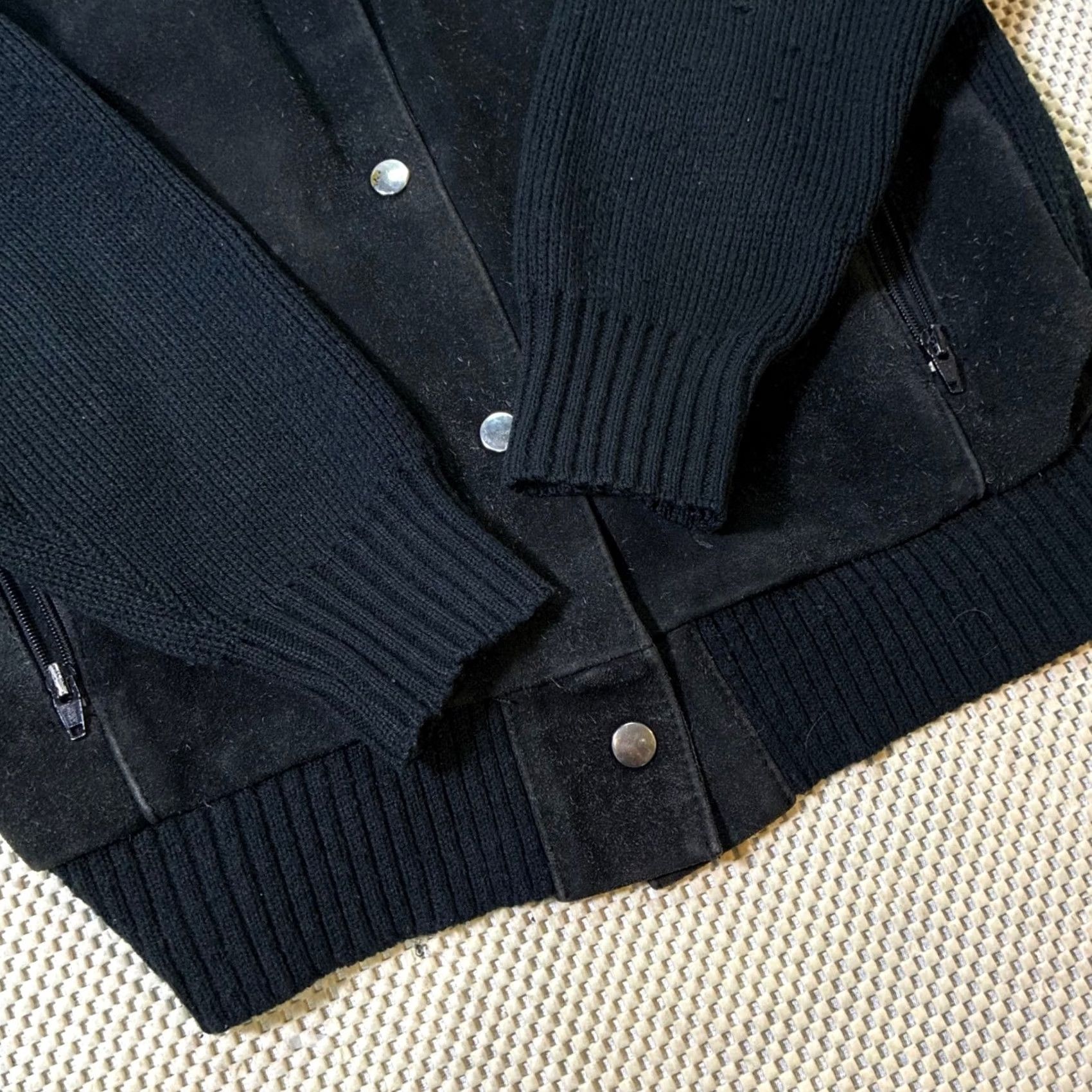 Vintage VINTAGE CITY SPITS Suede Knit Bomber Jacket Black Women M Snap Front Retrospective Casual Jacket Mens? Size M / US 6-8 / IT 42-44 - 4 Thumbnail