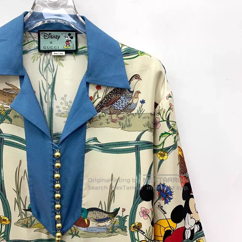 Gucci Gucci Multi-color flower and bird print mulberry silk lape Size XS / US 0-2 / IT 36-38 - 3 Thumbnail