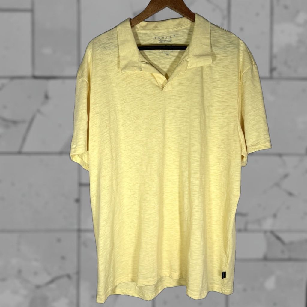 Lucky Brand LUCKY BRAND Venice Burnout Polo Shirt Men's 2XL Yellow Casual Fashion Size US XXL / EU 58 / 5 - 1 Thumbnail