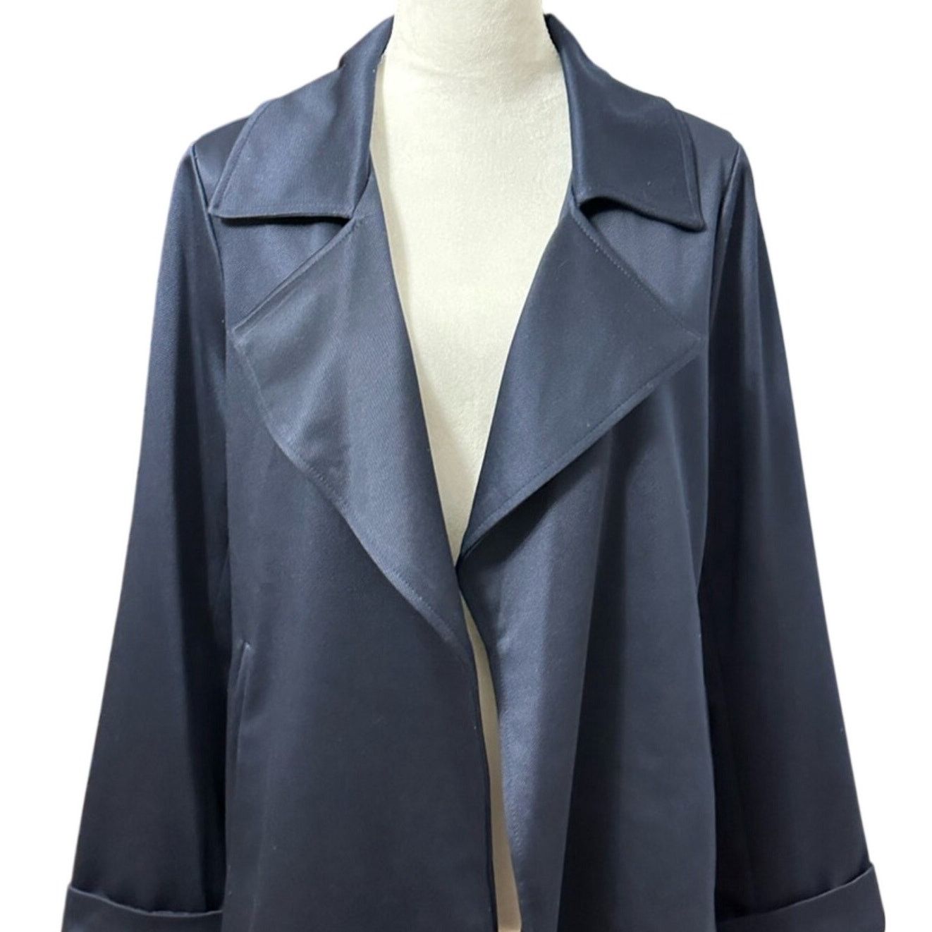 Adrianna Papell Adrianna Papell Women's Open Front Trench Jacket Blue M NWT Size M / US 6-8 / IT 42-44 - 3 Thumbnail