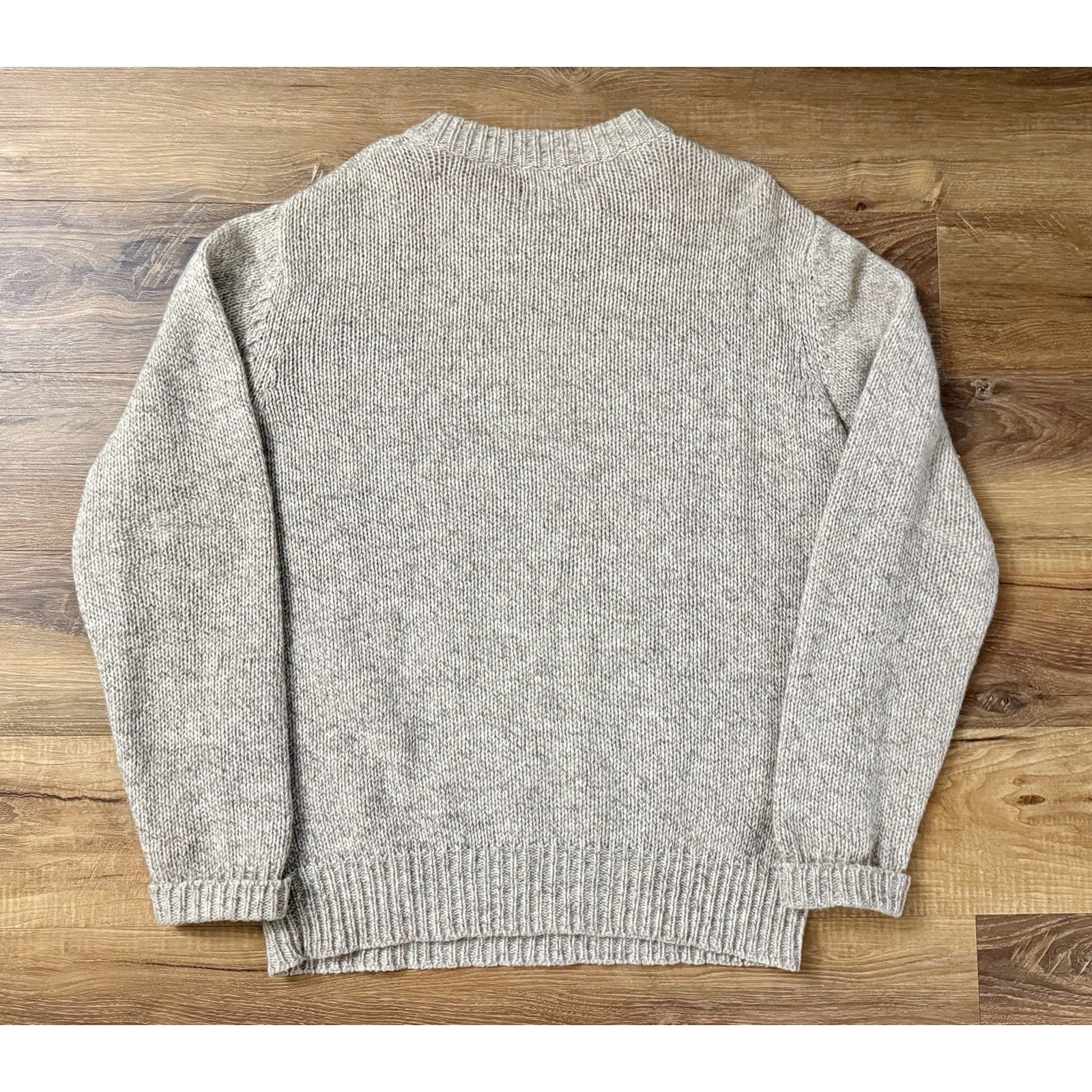 Other Vintage Out west | Women Wool Blend Tan Crew Grandpa Sweater Size L / US 10 / IT 46 - 3 Thumbnail