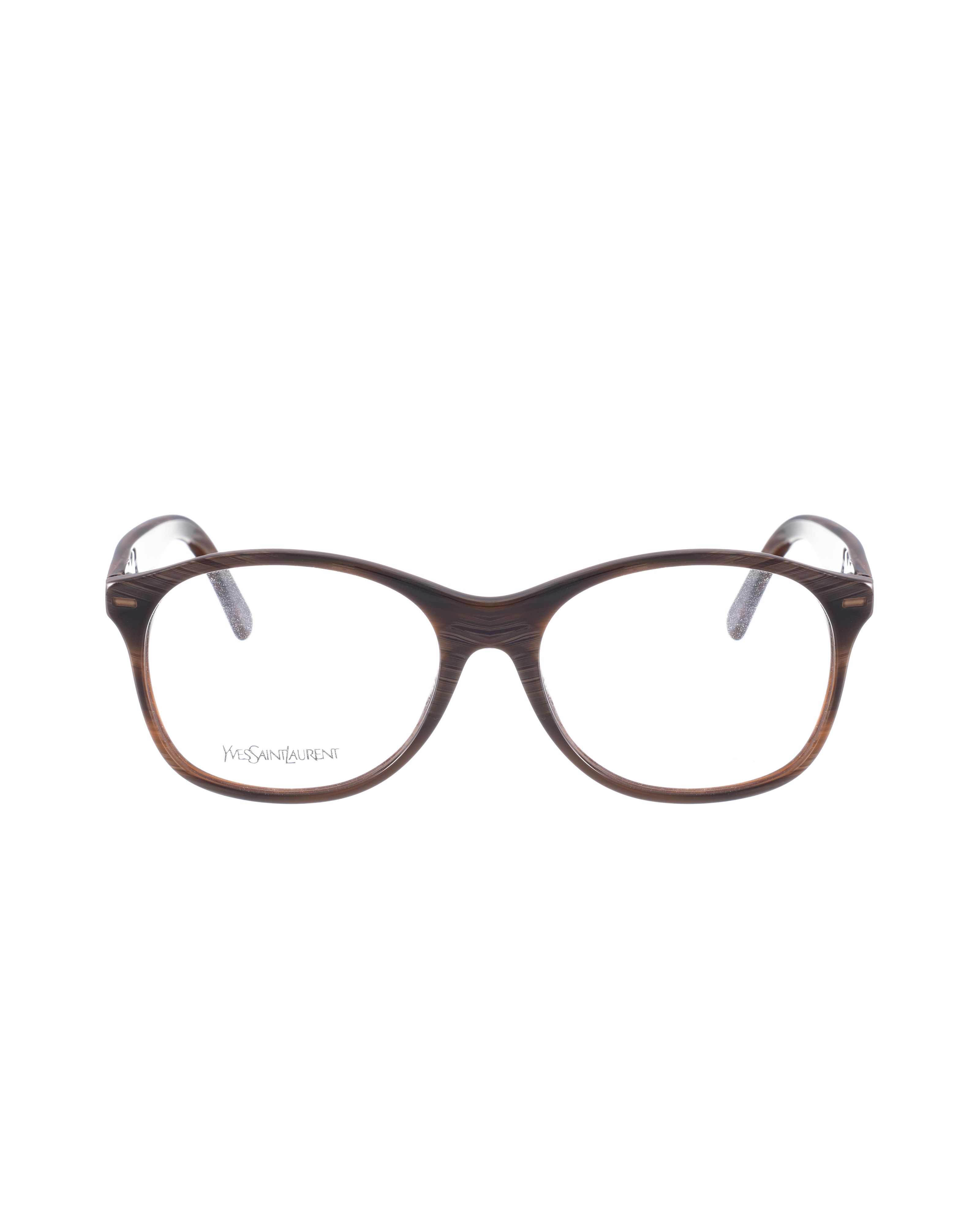 Yves Saint Laurent 00s Brown Wooden Print Oval Glasses