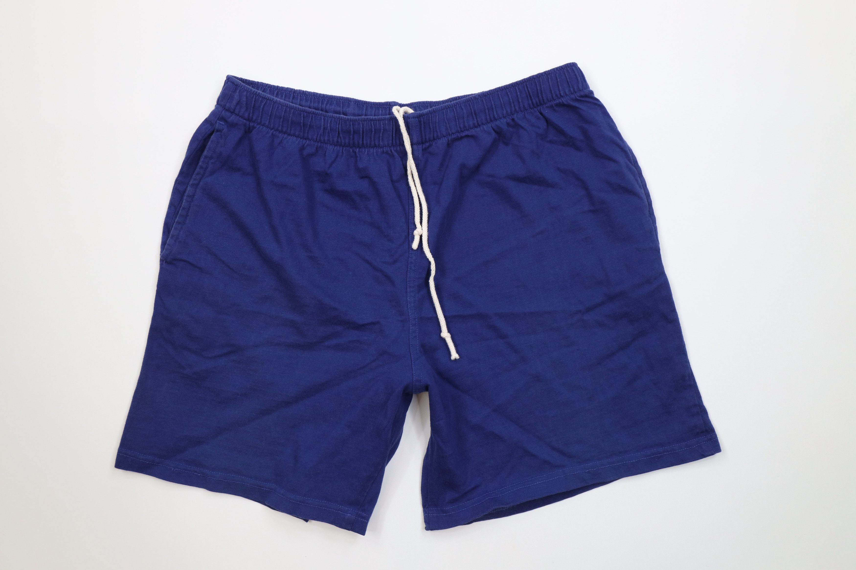 Vintage Vintage 90s Streetwear Blank Cotton Above Knee Shorts Blue Size US 34 / EU 50 - 1 Thumbnail