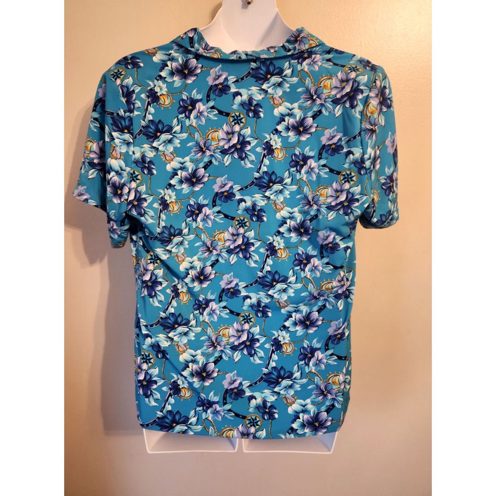 Vintage VINTAGE Koret 90s Blue Floral Short Sleeve Button Up Shirt Top 16W Size XXL / US 16-18 / IT 52-54 - 5 Thumbnail