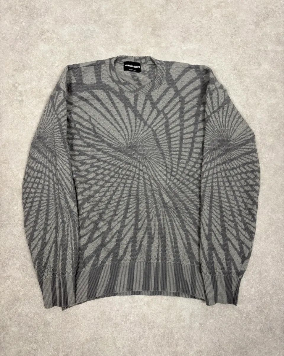 Giorgio Armani AW2013 Giorgio Armani Spiral Grey Wool Sweater Size XS / US 0-2 / IT 36-38 - 1 Thumbnail