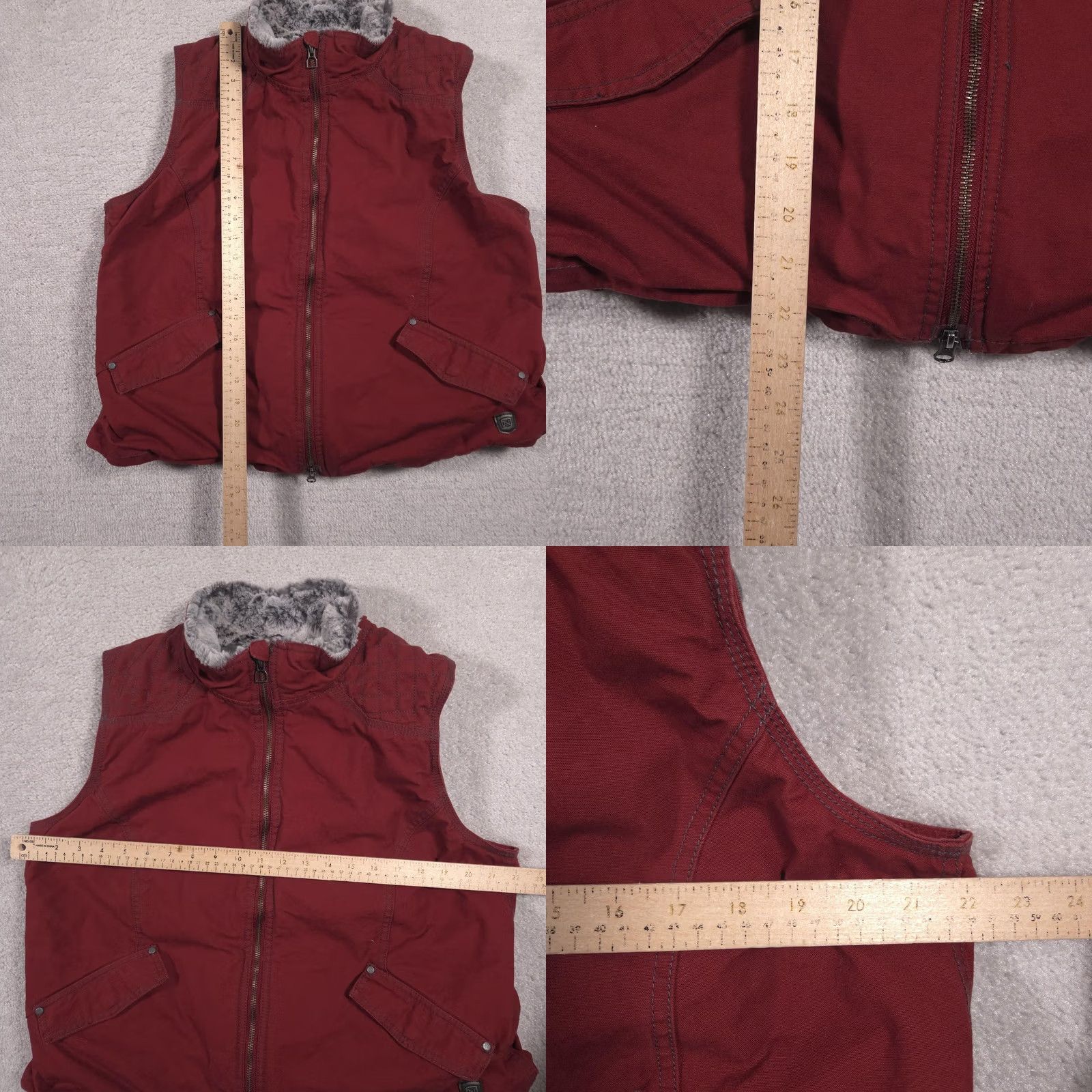 Vintage Noble Outfitters Vest Womens XL Burgundy Sherpa Lined Zip Pockets Outdoor Riding Size XL / US 12-14 / IT 48-50 - 8 Thumbnail