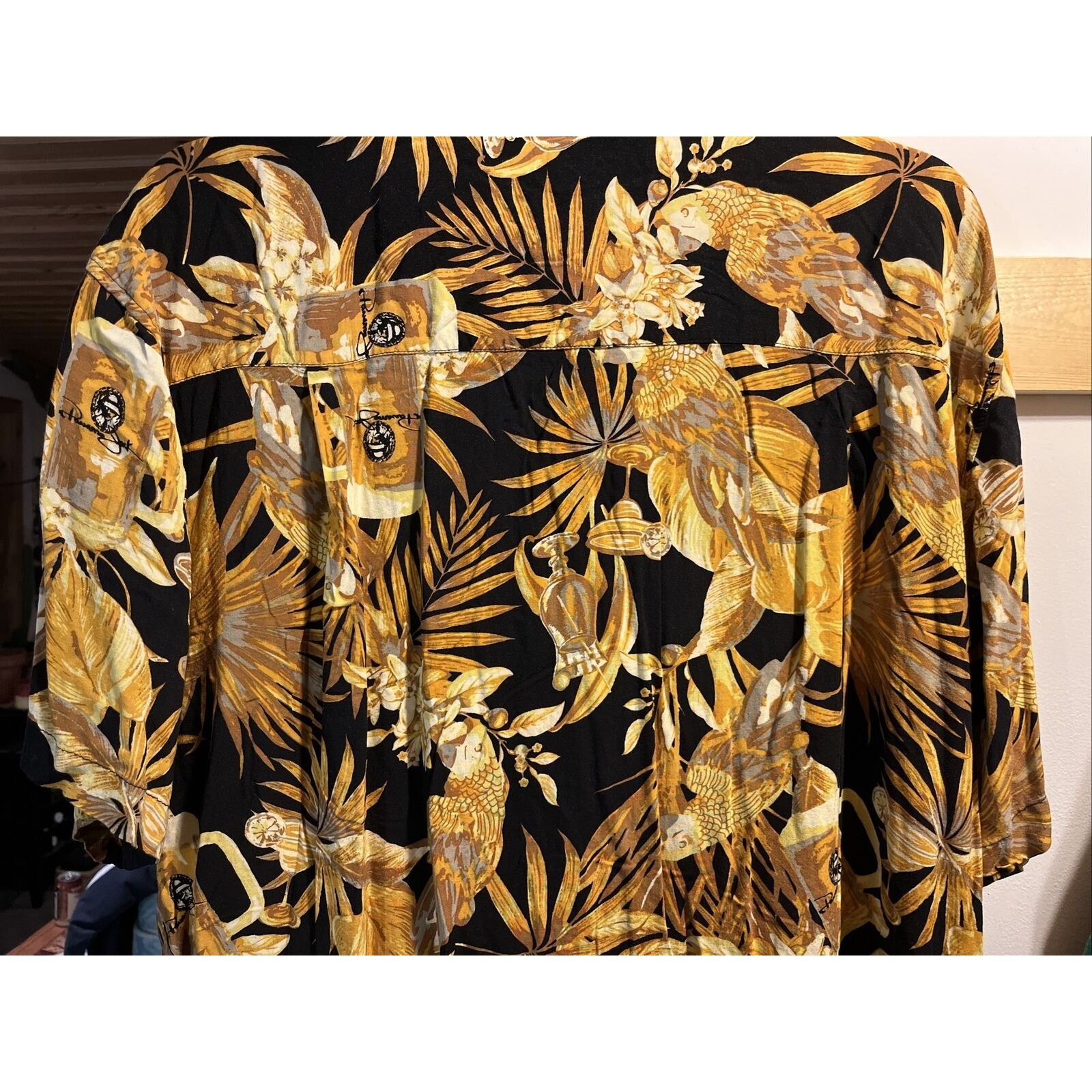 Panama Jack Panama Jack Men's 3XL Golden SS Button Rayon Hawaiian Shirt Size US XXL / EU 58 / 5 - 13 Thumbnail
