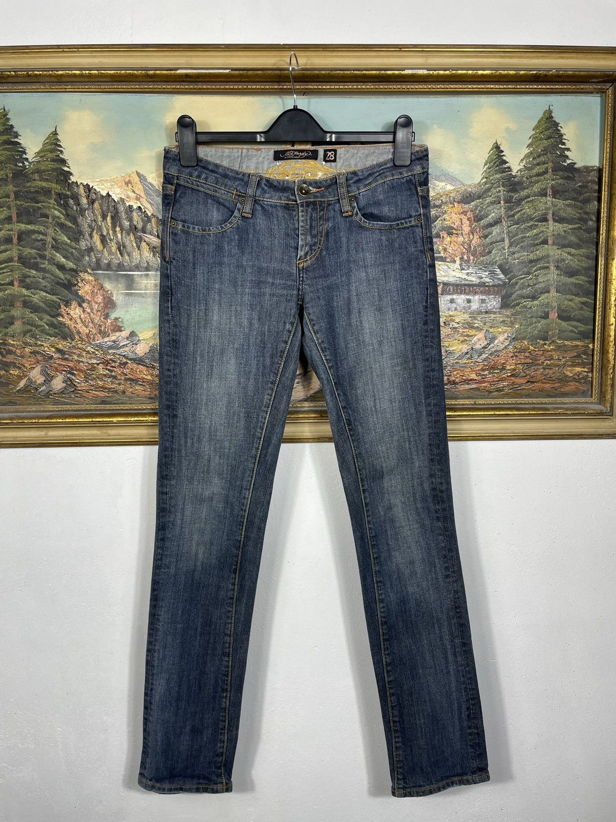 Ed Hardy × Vintage Ed Hardy Vintage Y2k Denim Trousers Jeans Drip Swag Size 28" / US 6 / IT 42 - 5 Thumbnail