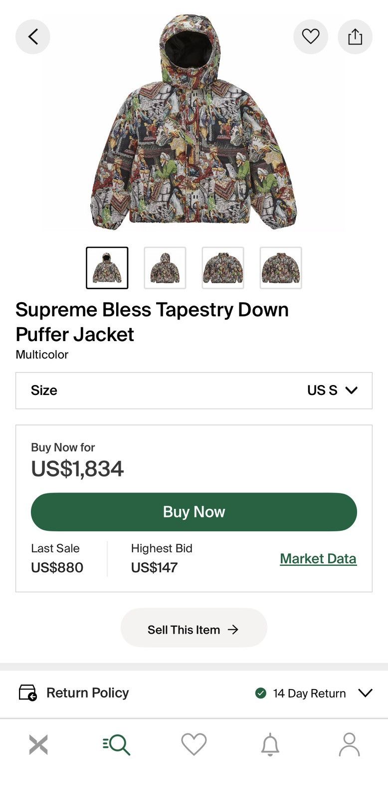 Bless × Supreme Supreme x Bless tapestry down puffer jacket Size US S / EU 44-46 / 1 - 8 Thumbnail