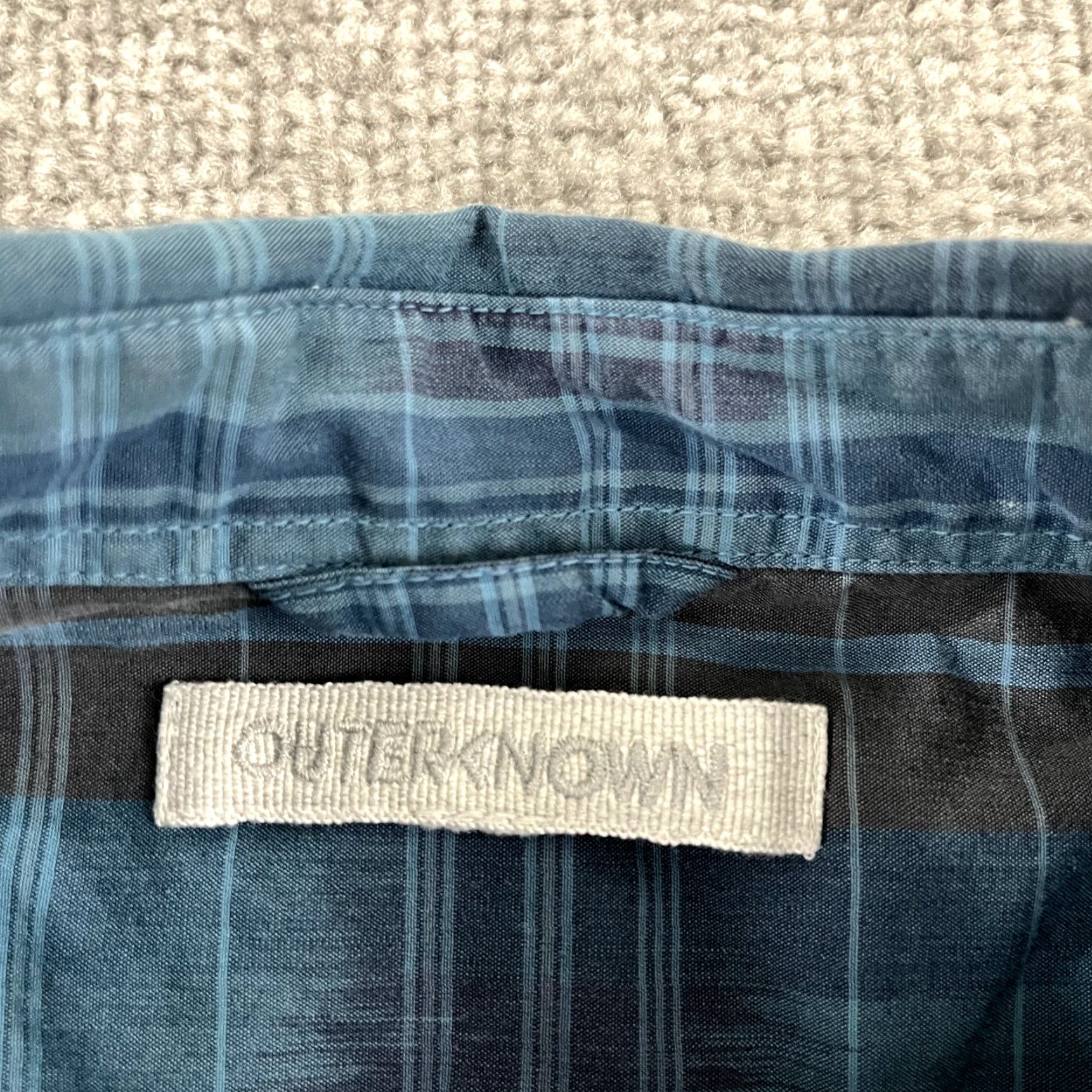 Outerknown OUTERKNOWN Button-Up Shirt Mens Large Blue Indigo Madras Plaid Short Sleeve Casual Workwear Size US L / EU 52-54 / 3 - 3 Thumbnail