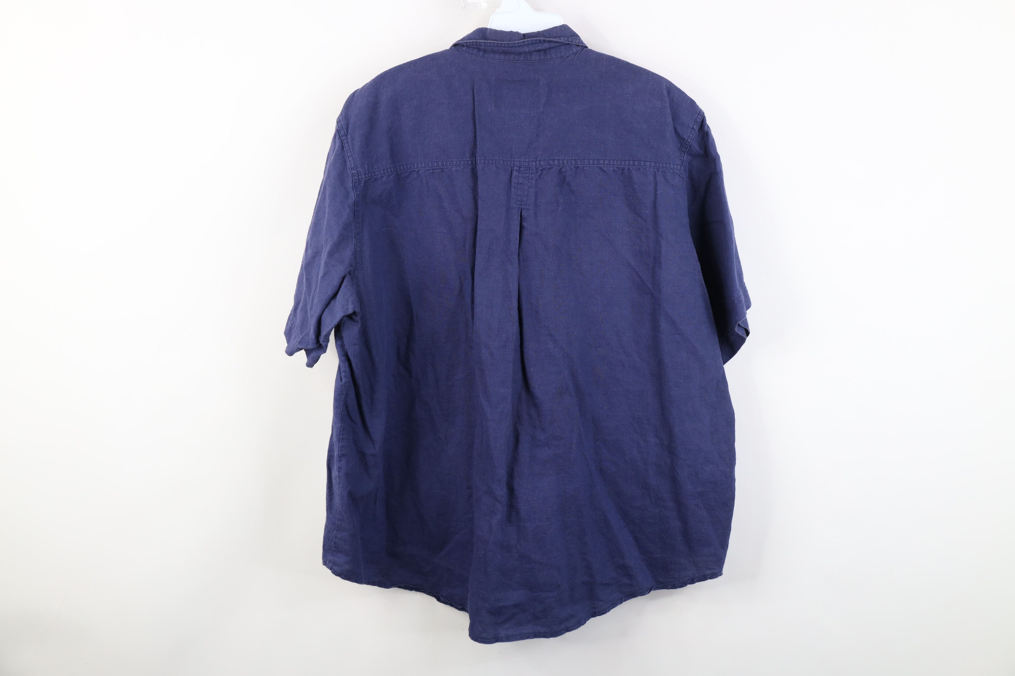 Vintage Vintage 90s Streetwear Baggy Short Sleeve Button Shirt Blue Size XXL / US 16-18 / IT 52-54 - 10 Thumbnail