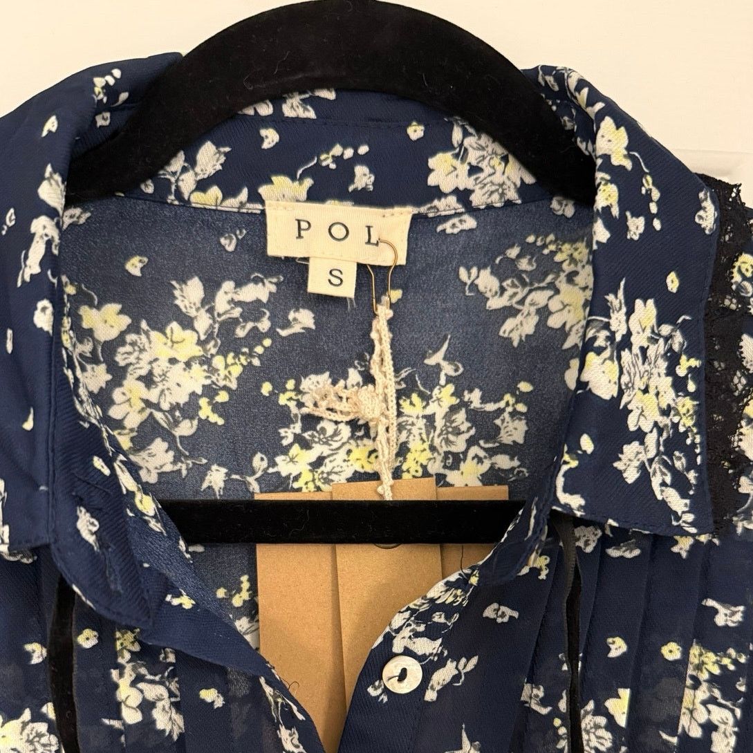Other POL Blue Floral Collared Blouse Size S / US 4 / IT 40 - 7 Thumbnail