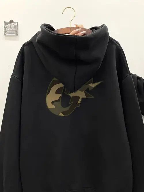 Designer Hip Hop Camouflage Letter Print Loose Hooded Sweatshirt XL Size US XL / EU 56 / 4 - 7 Thumbnail