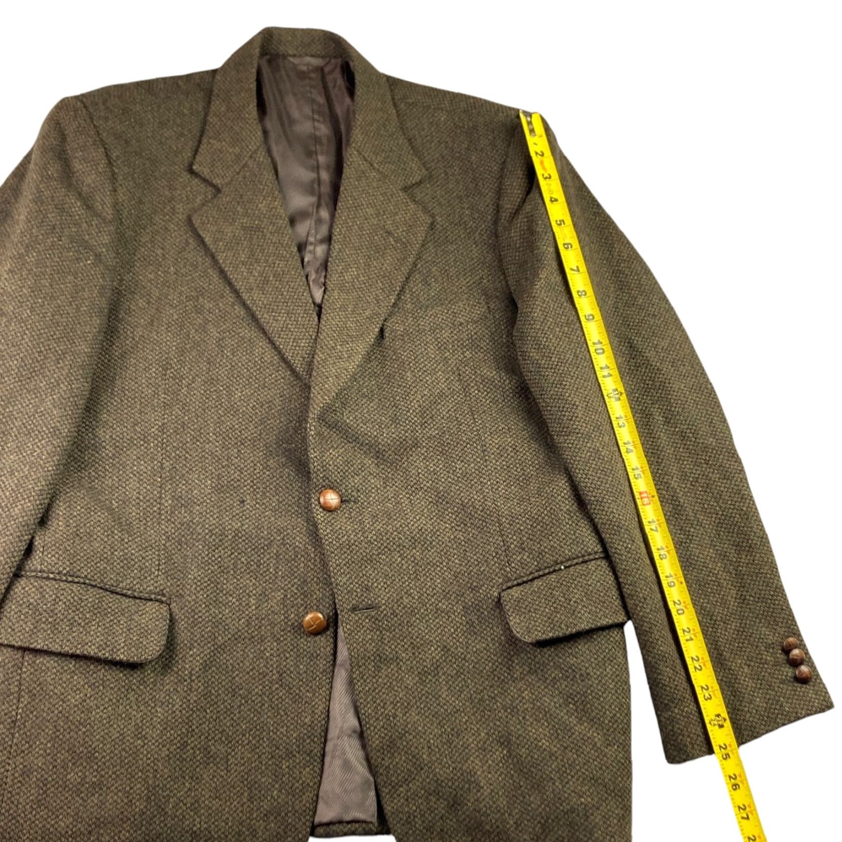Pierre Cardin Pierre Cardin Blazer Tweed Wool Leather Buttons Notch Lapel Single-Breasted 42 R Classic Brown Red Italy Men Men’s Vintage No Size 42R - 7 Thumbnail