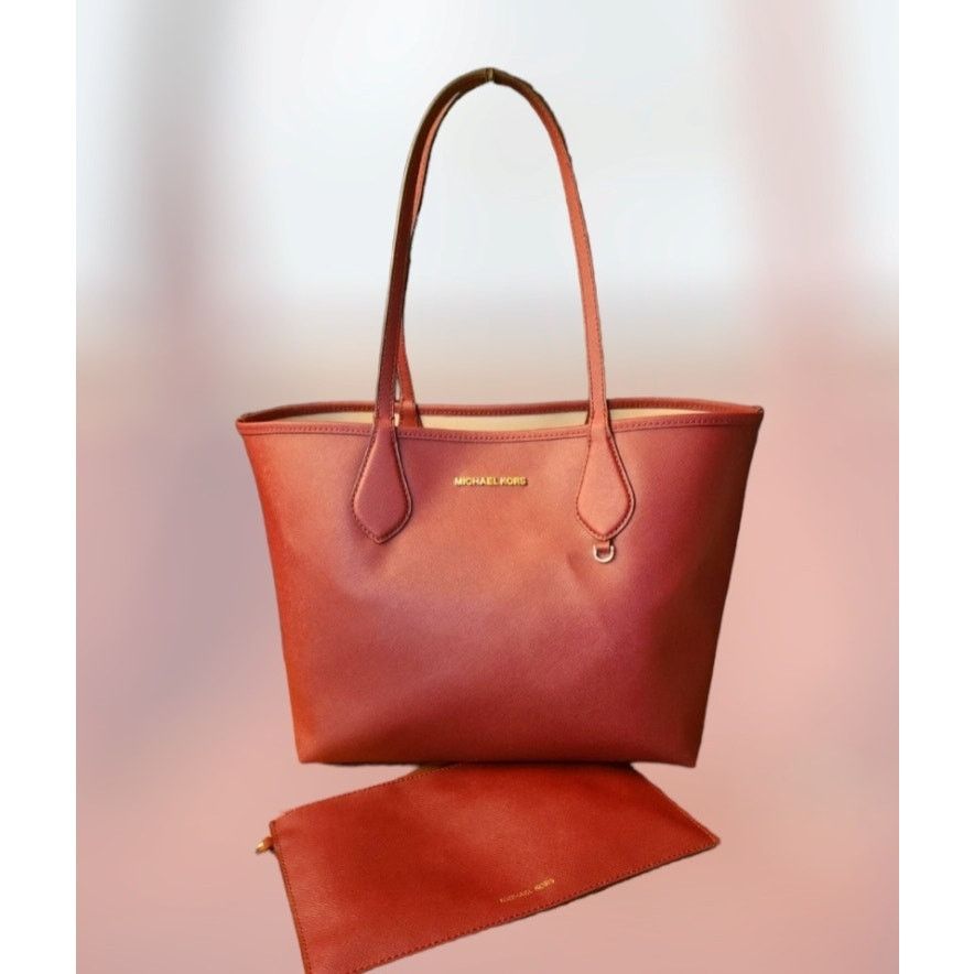 Michael Kors Michael Kors Reversible Tote Burgundy Cream & Leather Insert Size ONE SIZE - 1 Thumbnail