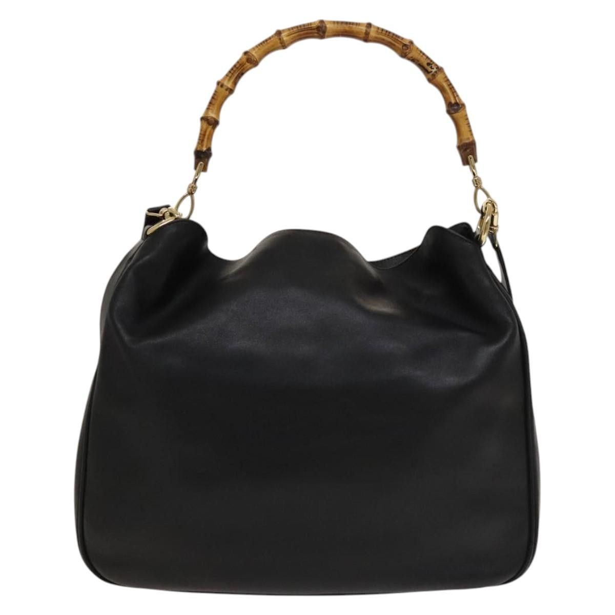 Gucci GUCCI Bamboo Hand Bag Leather Black Gold 001 001 Size ONE SIZE - 2 Thumbnail