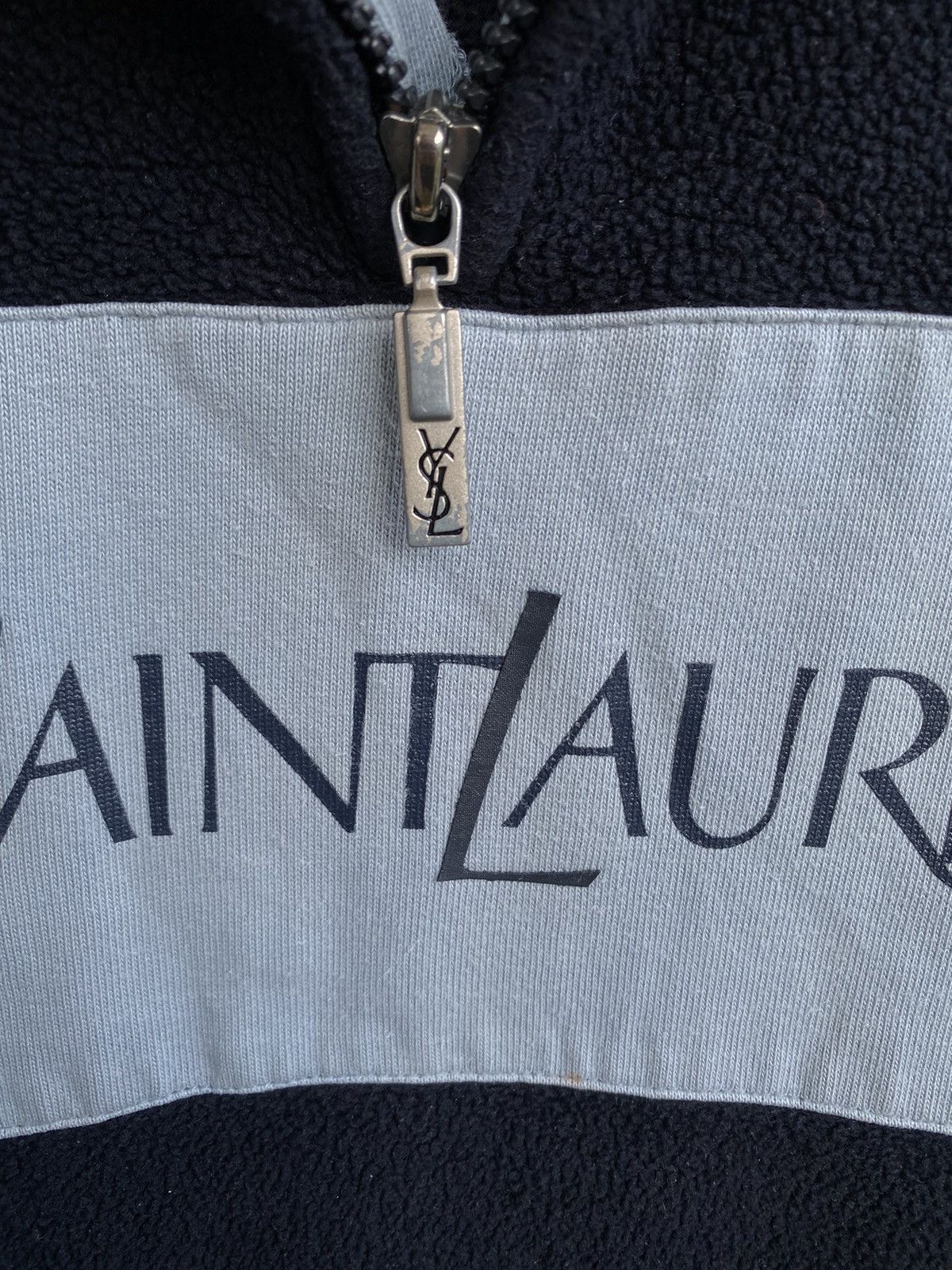 Yves Saint Laurent Fleece Big Logo YSL Sweatshirt 1/4 Zip YSL Sweater Size US XL / EU 56 / 4 - 15 Thumbnail