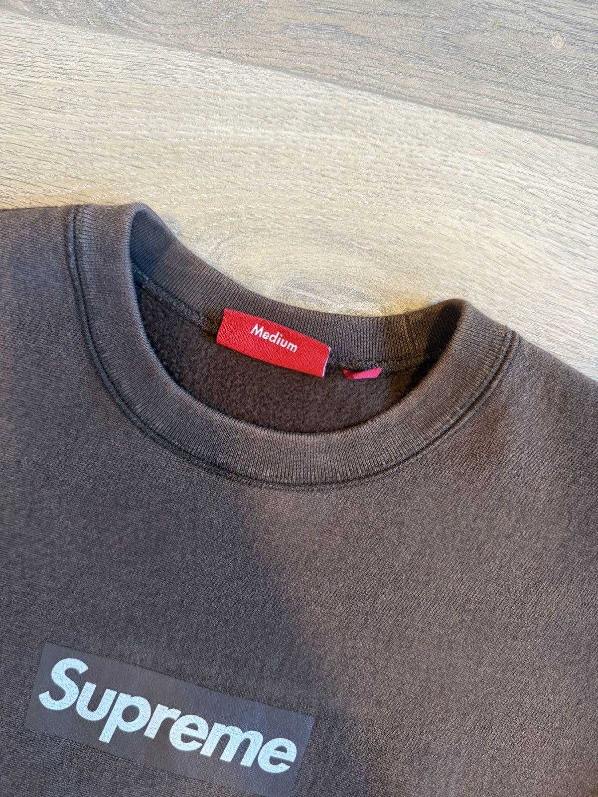 Supreme Supreme Washed Box Logo Crewneck Brown Size US M / EU 48-50 / 2 - 3 Thumbnail