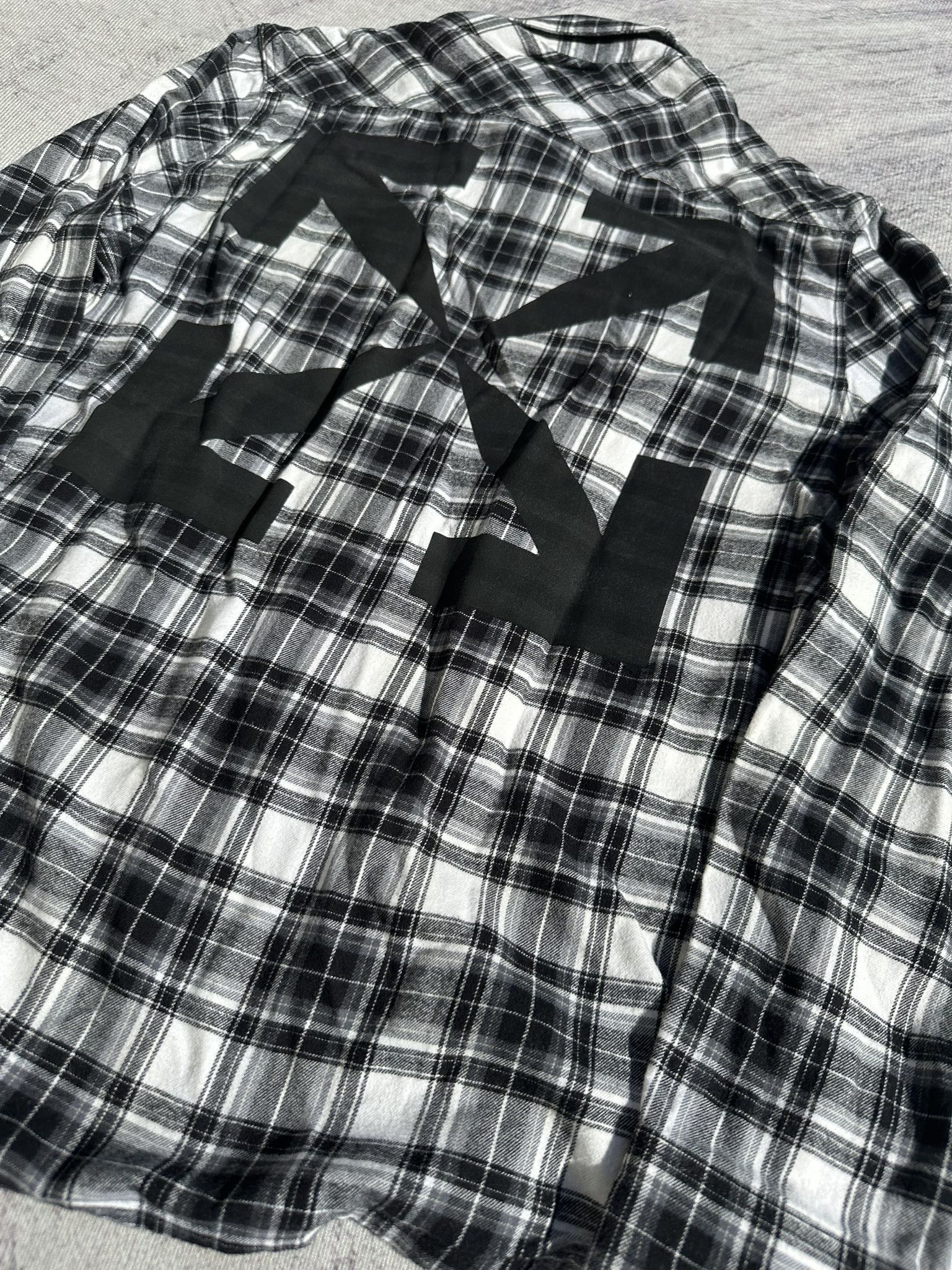 Off-White Off-White Flan Shirt Check Plaid Back Arrow Logo Black White Size US XS / EU 42 / 0 - 3 Thumbnail