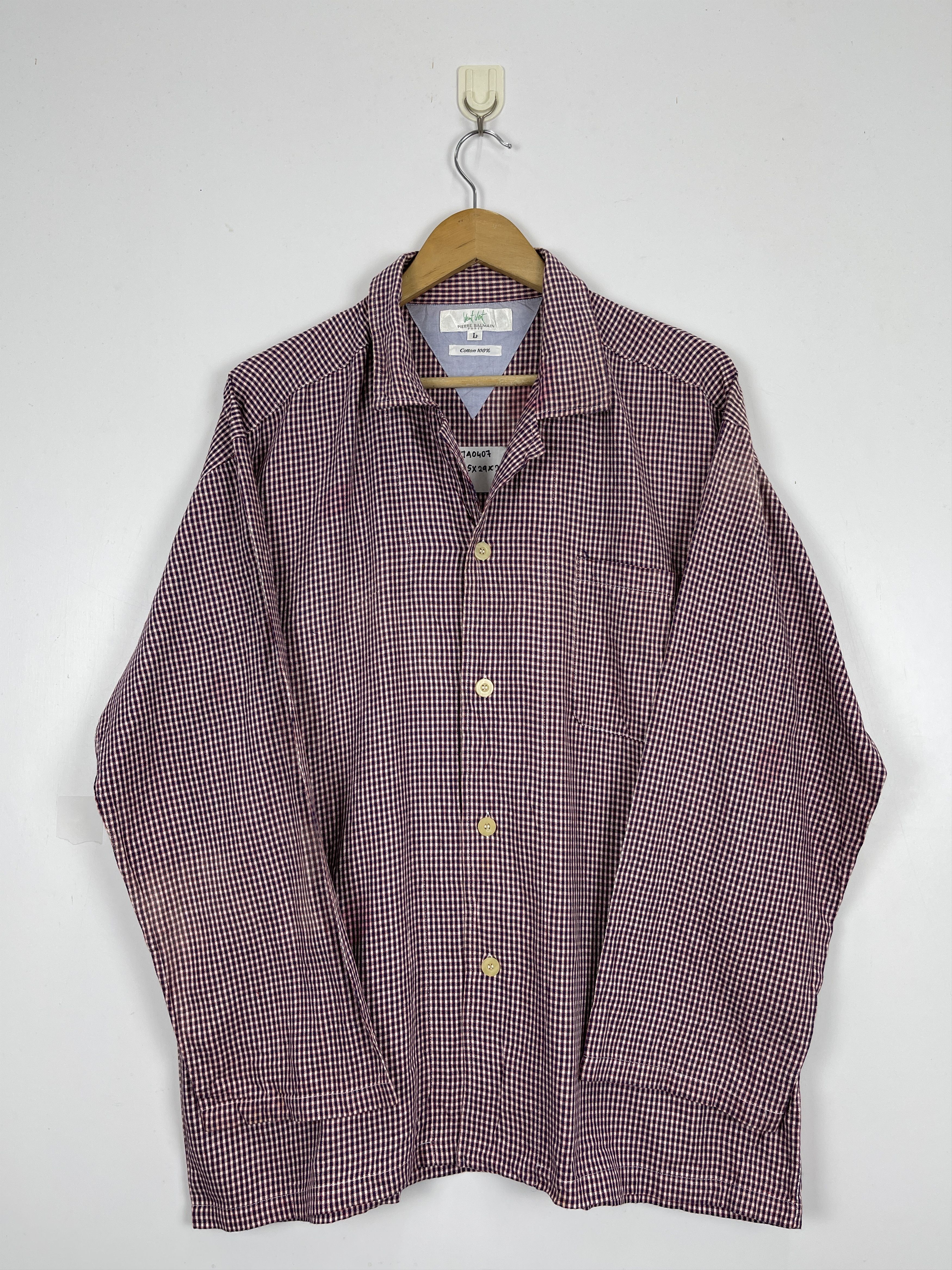 Pierre Balmain × Vintage Vintage Pierre Balmain Checkered Button Up Shirt TA0407 Size US L / EU 52-54 / 3 - 1 Thumbnail
