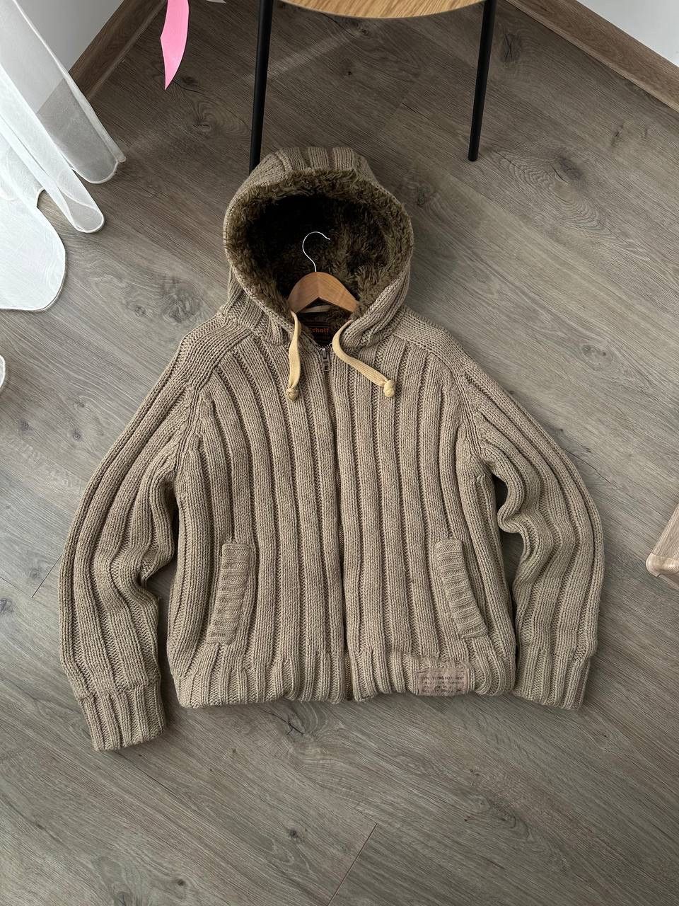 Japanese Brand × Schott × Vintage Vintage Schott NYC Faux Fur Beige Ribbed Knit Sweater Jacket Size US M / EU 48-50 / 2 - 1 Thumbnail