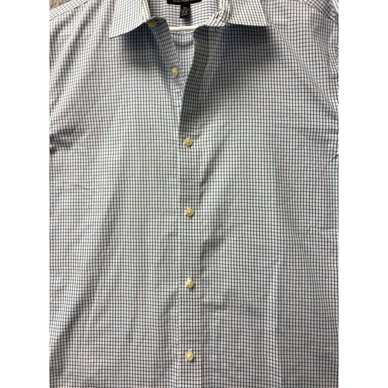 Banana Republic VINTAGE Banana Republic Men's Dress Shirt XL Blue Aqua Check Slim Fit Long Sleeve Button Down Cotton Casual Business Formal Women Size US XL / EU 56 / 4 - 3 Thumbnail