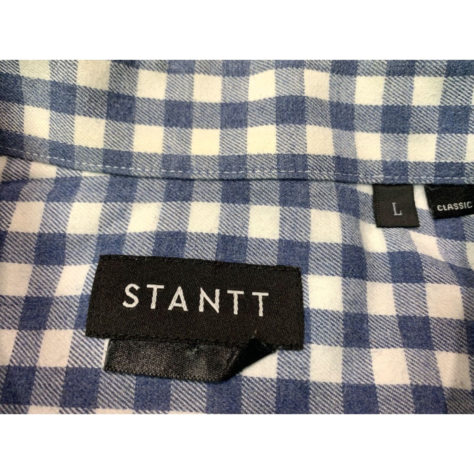 Vintage STANTT Men's Blue Plaid Classic Fit Long Sleeve Dress Shirt Large Size US L / EU 52-54 / 3 - 4 Thumbnail