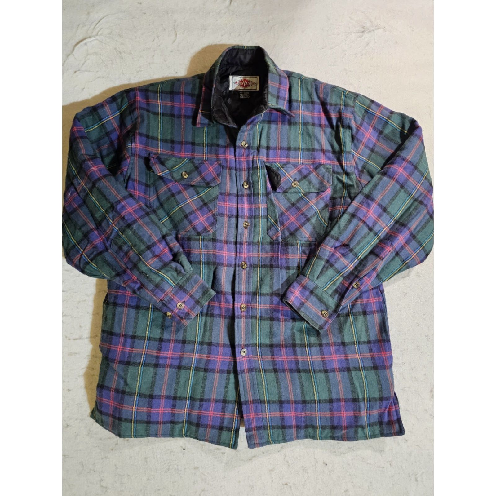 Vintage VINTAGE Big Yank Flannel Blue Plaid Shirt Jacket Button-Up Lined Men's Sz Large Shirt Size US L / EU 52-54 / 3 - 2 Thumbnail