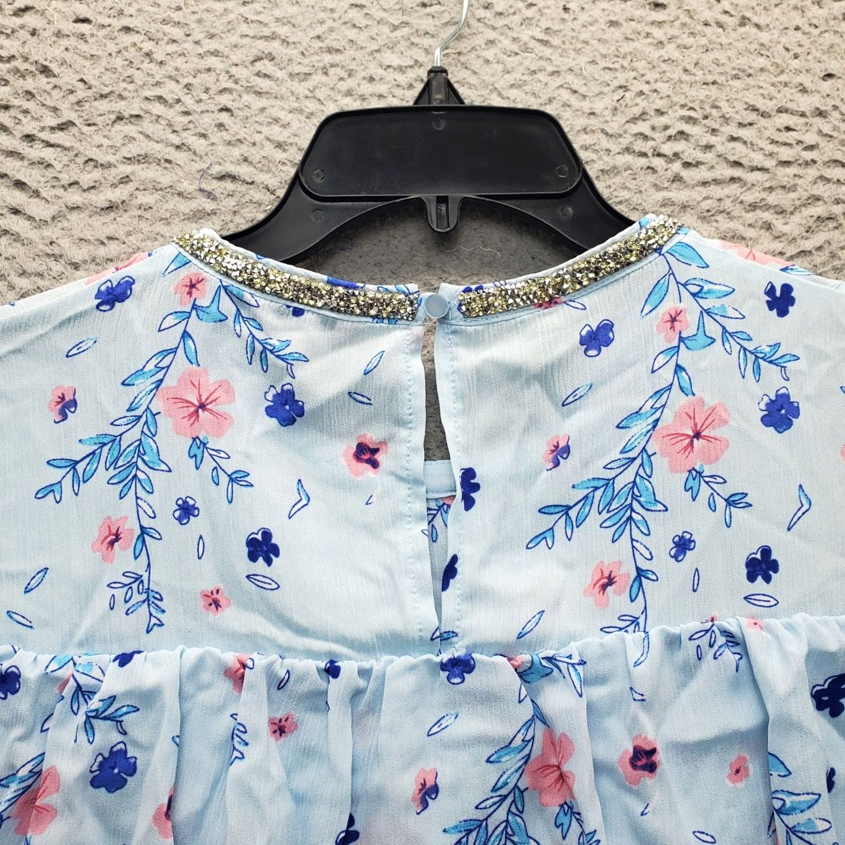 Juicy Couture Juicy Couture Blouse Womens L Multicolor Floral Ruffle Rhinestone Crew Neck Sleeveless Top Size L / US 10 / IT 46 - 7 Thumbnail