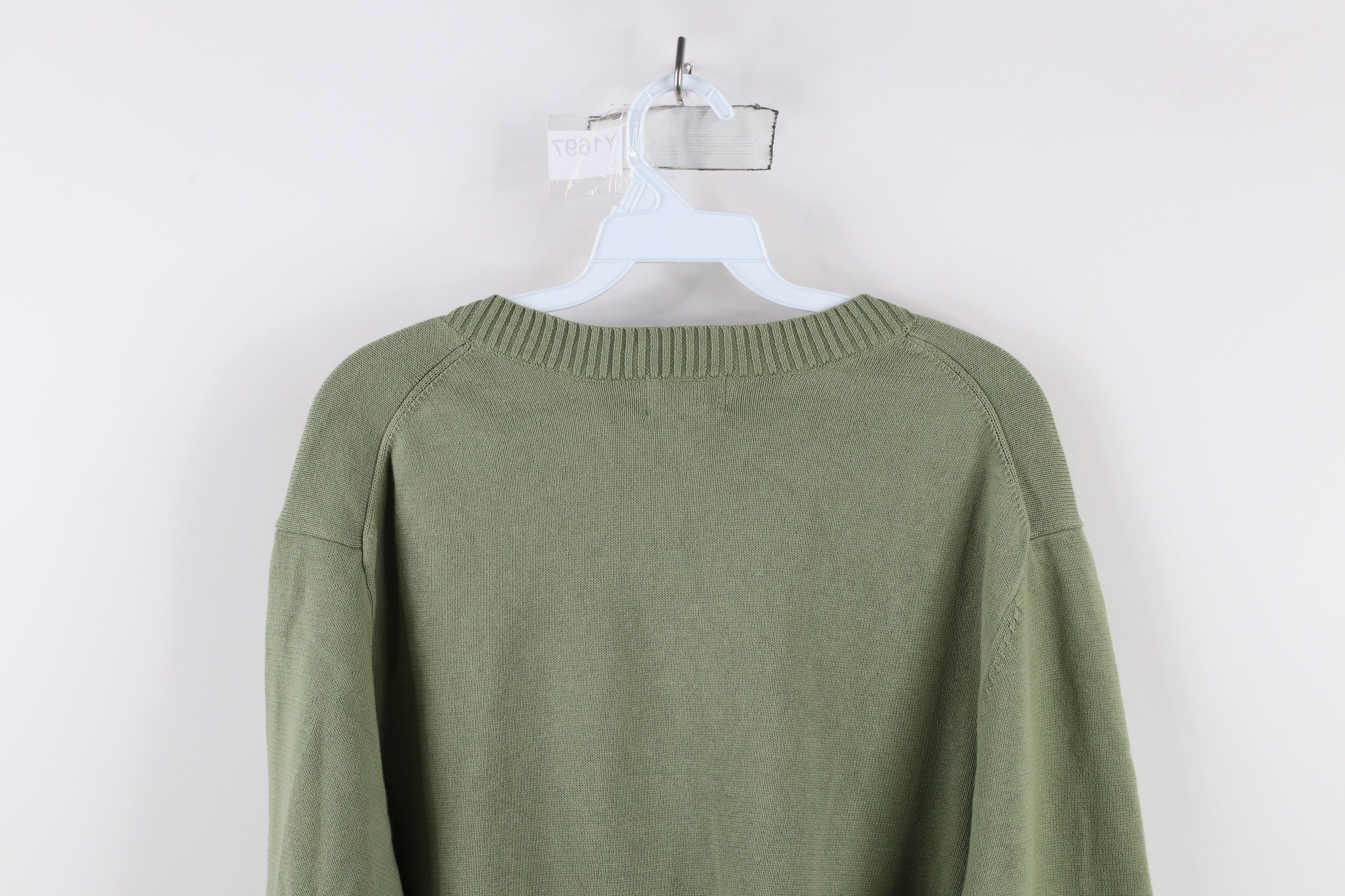 L.L. Bean × Vintage Vintage 90s LL Bean Blank Cotton Knit V-Neck Sweater Size US L / EU 52-54 / 3 - 8 Thumbnail
