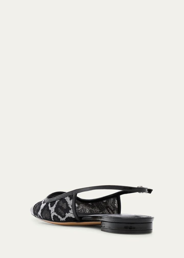 Alexandre Birman os11x1225 Olivia Lace Slingback Flats in Black Size US 7 / IT 37 - 2 Thumbnail