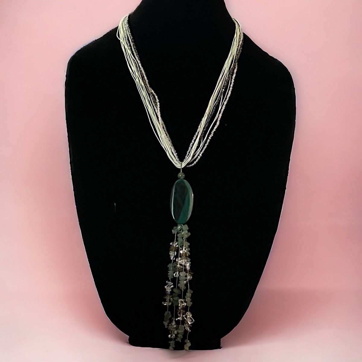 Other Long multi strand green agate tassel necklace Size ONE SIZE - 1 Thumbnail