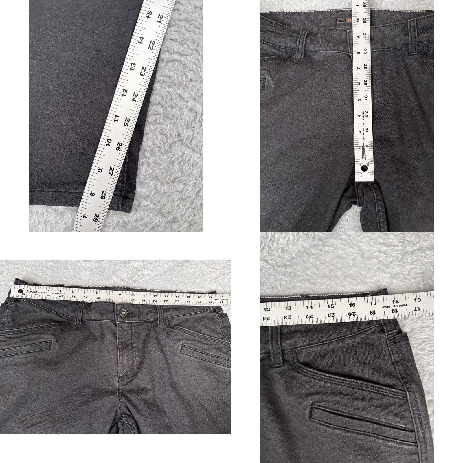 Vintage 5.11 Tactical Jeans Women 16 Regular Slim Stretch Charcoal Gray Denim 5-Pocket Zip Back Patch Pockets Casual Work Range Army Size 38" / US 16 / IT 52 - 8 Thumbnail