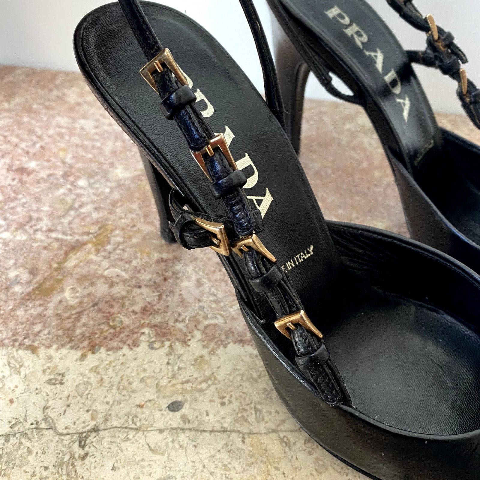 Prada Prada late-’90s multi-buckle square-toe slingback pumps Size US 5.5 / IT 35.5 - 3 Thumbnail