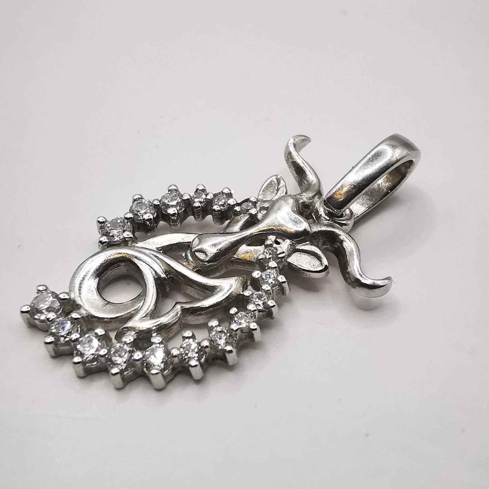 Sterling Silver Vintage pendant 925 silver,handmade, Cubic zirconia 2,44g Size ONE SIZE - 5 Thumbnail