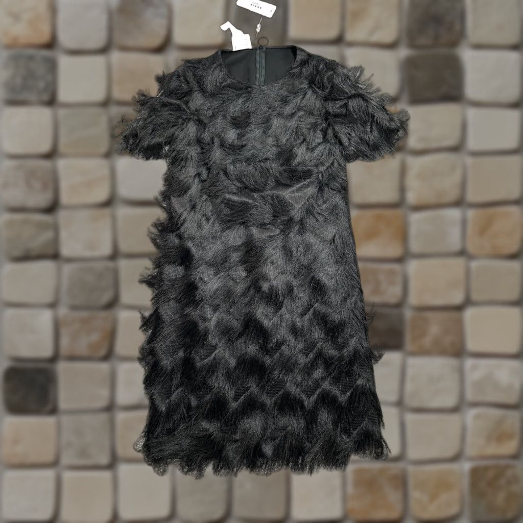 Akris Akris Dress Womens 6 Black Fringe Faux Fur New Size M / US 6-8 / IT 42-44 - 1 Thumbnail
