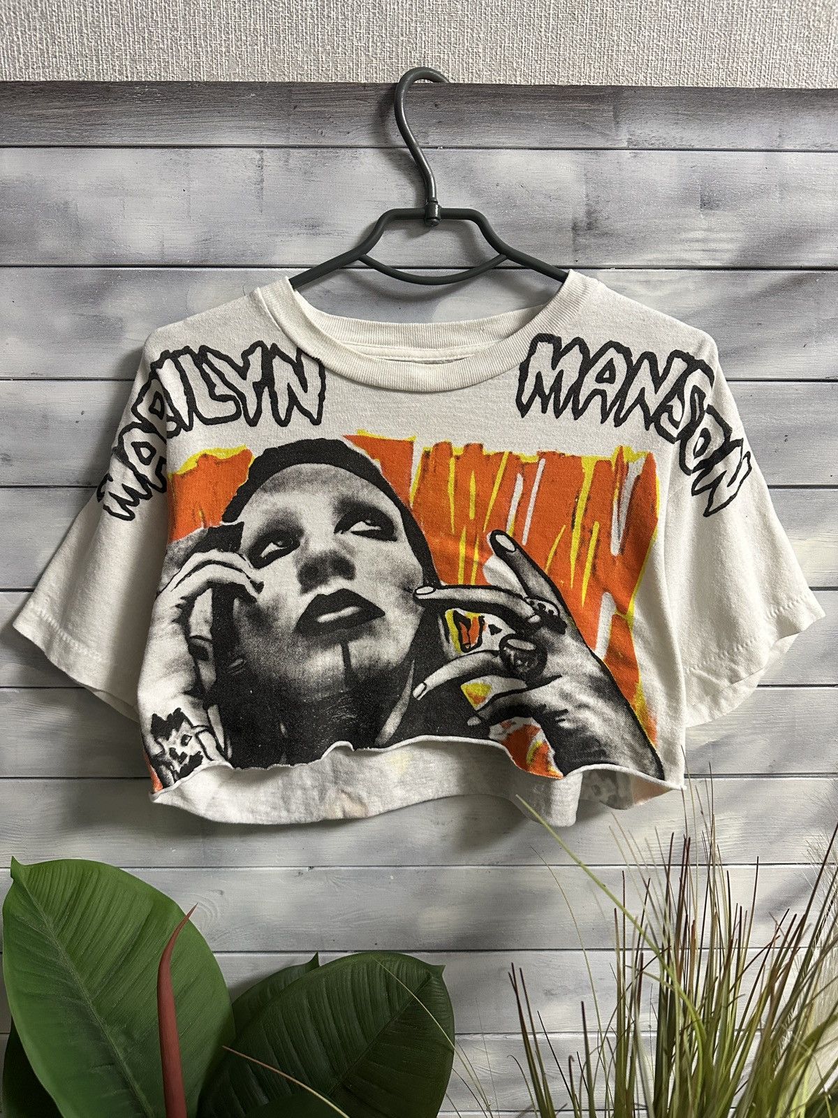 Band Tees Very Rare Vintage Crop Top Marilyn Manson 90’s Crop Too Size ONE SIZE - 1 Thumbnail