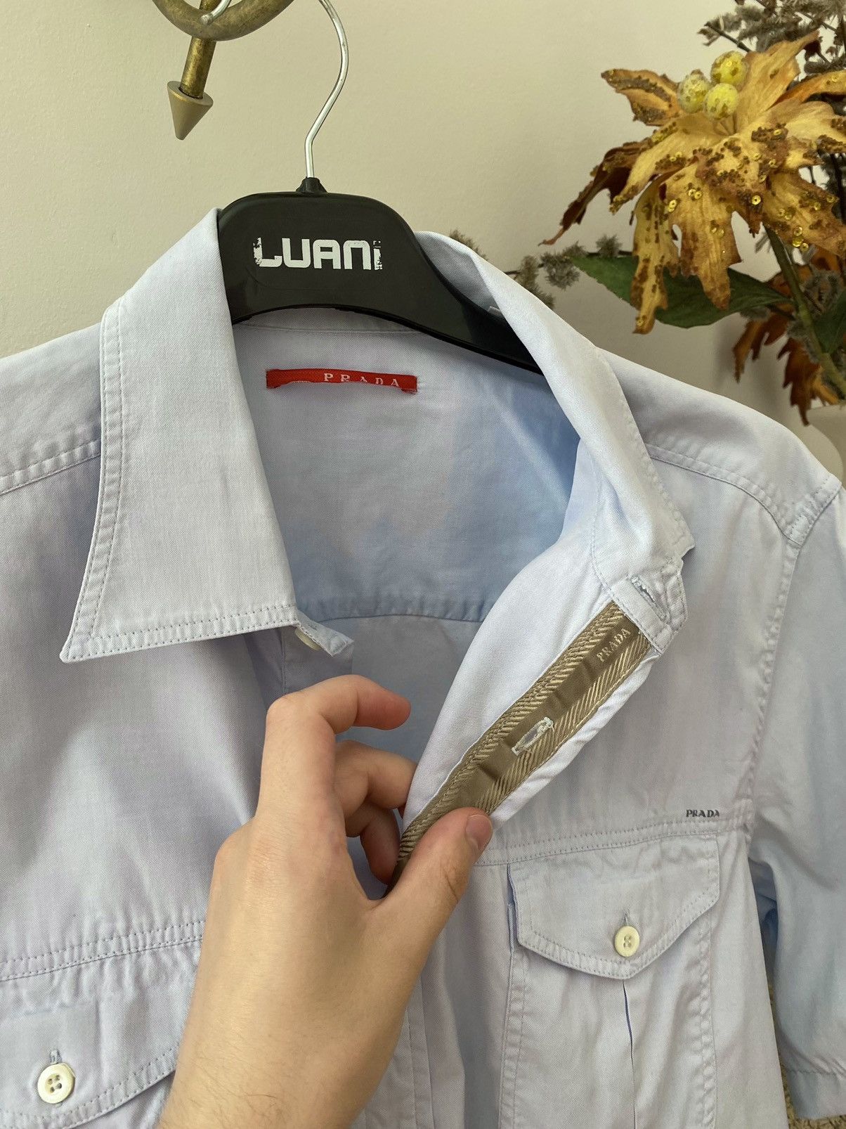 Prada Vintage Prada Short Sleeve Button Up Shirt Size US L / EU 52-54 / 3 - 4 Thumbnail