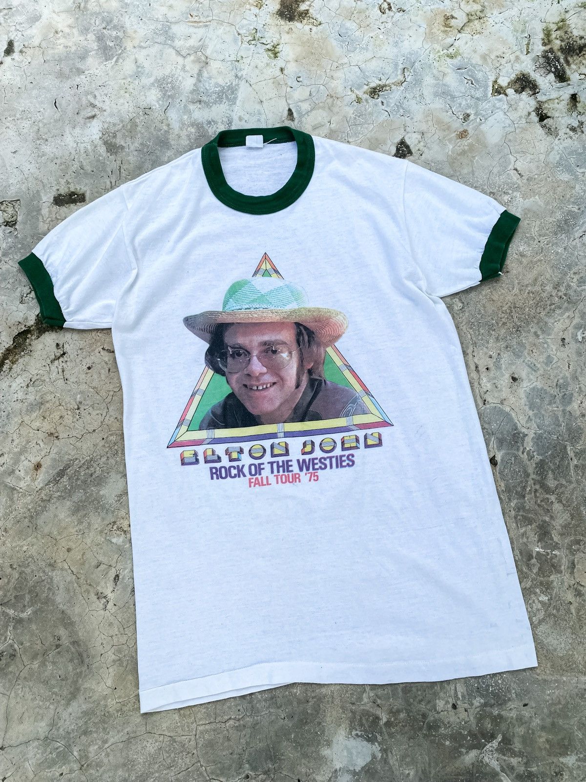 Band Tees × Vintage Vintage 1975 Elton John Ringer T-Shirt Size US L / EU 52-54 / 3 - 1 Thumbnail