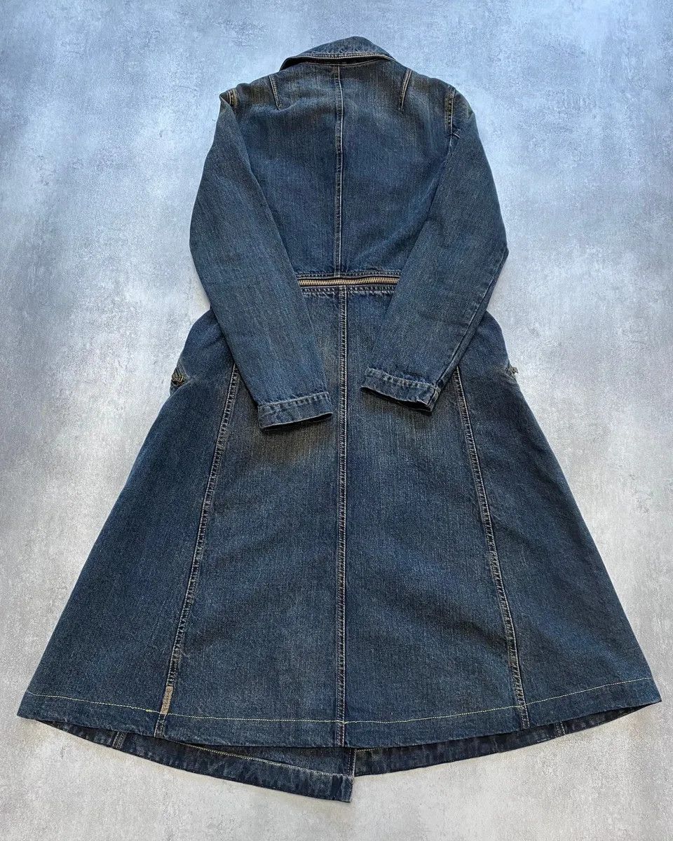 Armani × Designer × Vintage 2000s Armani Blue Multi-Zips Denim Trench Coat Size S / US 4 / IT 40 - 4 Thumbnail