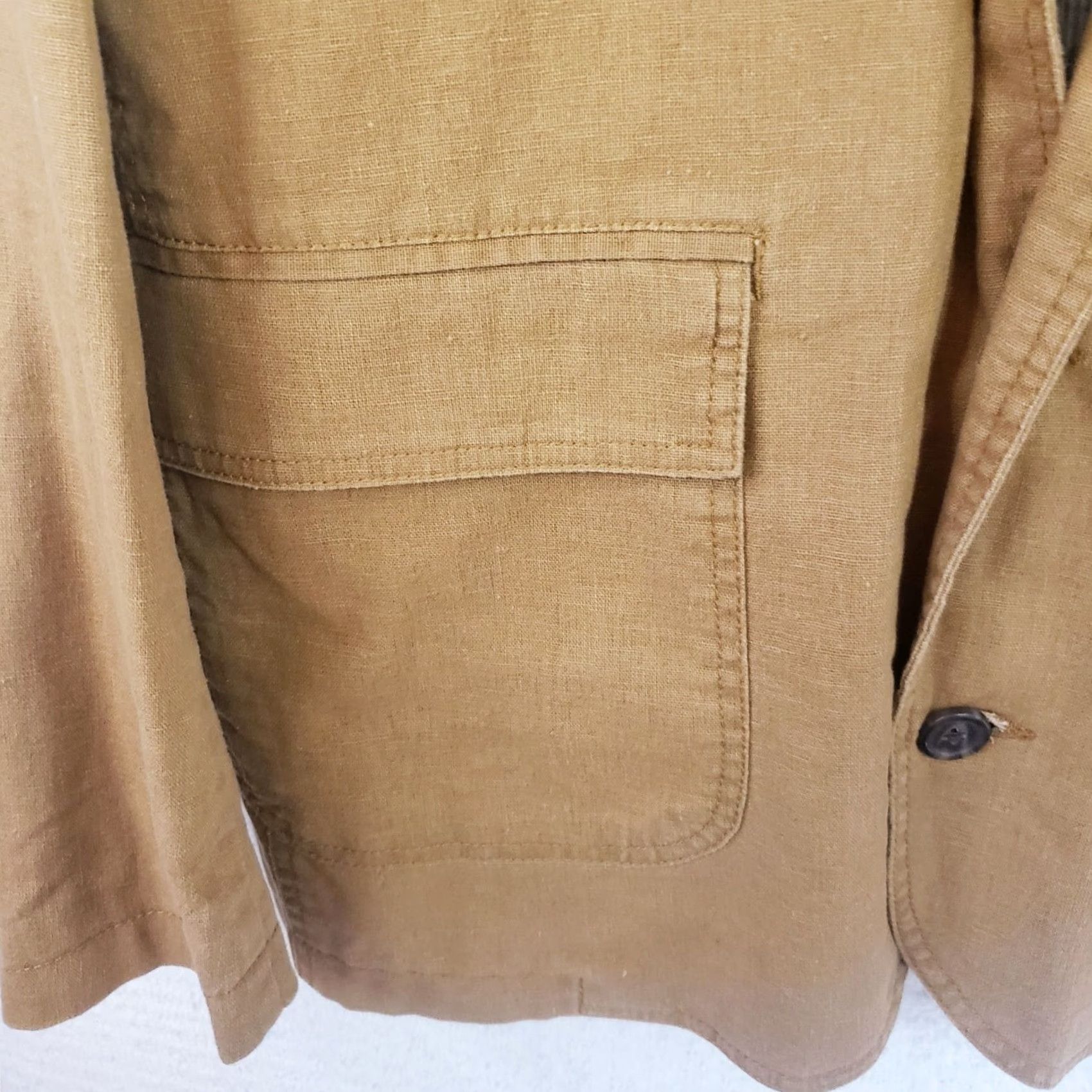 The Territory Ahead Territory Ahead Blazer Shirt Men 40S Brown Linen Silk Notch Casual Beach Sports Size 40R - 6 Thumbnail